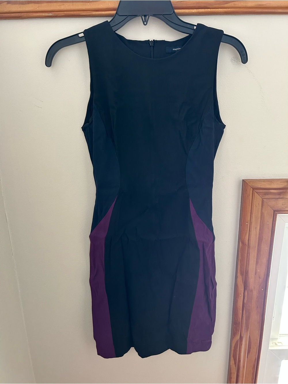 Sleeveless Black and Purple Sheath Dress